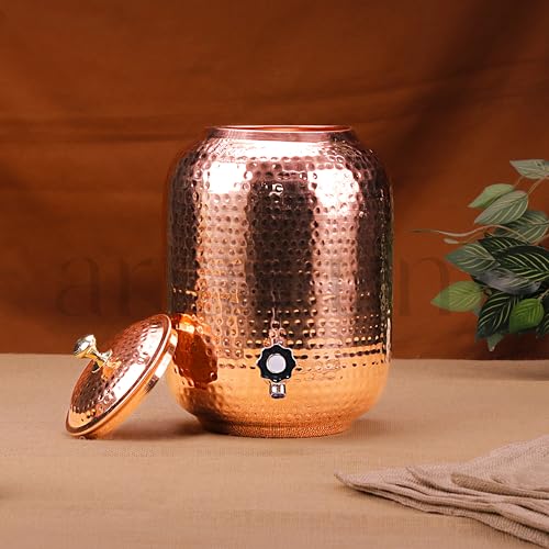 Image of Artarium 100% Pure Copper Dispenser 8 Liter Pure Copper Water Dispenser Matka Vessels Container Pot with Ayurvedic Health Benefits (Copper Water Dispenser 8 Liter)
