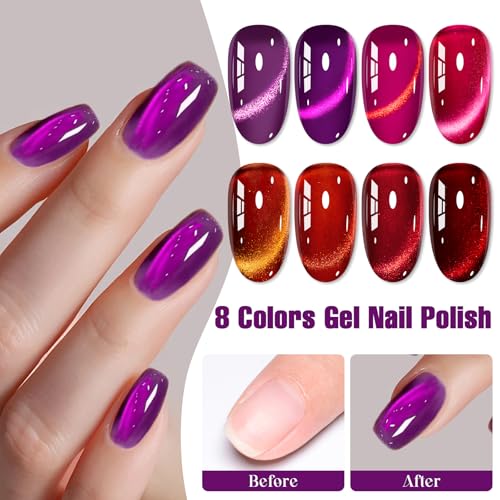 Set de esmaltes gel magnéticos 9 piezas cat eye miniatura 6