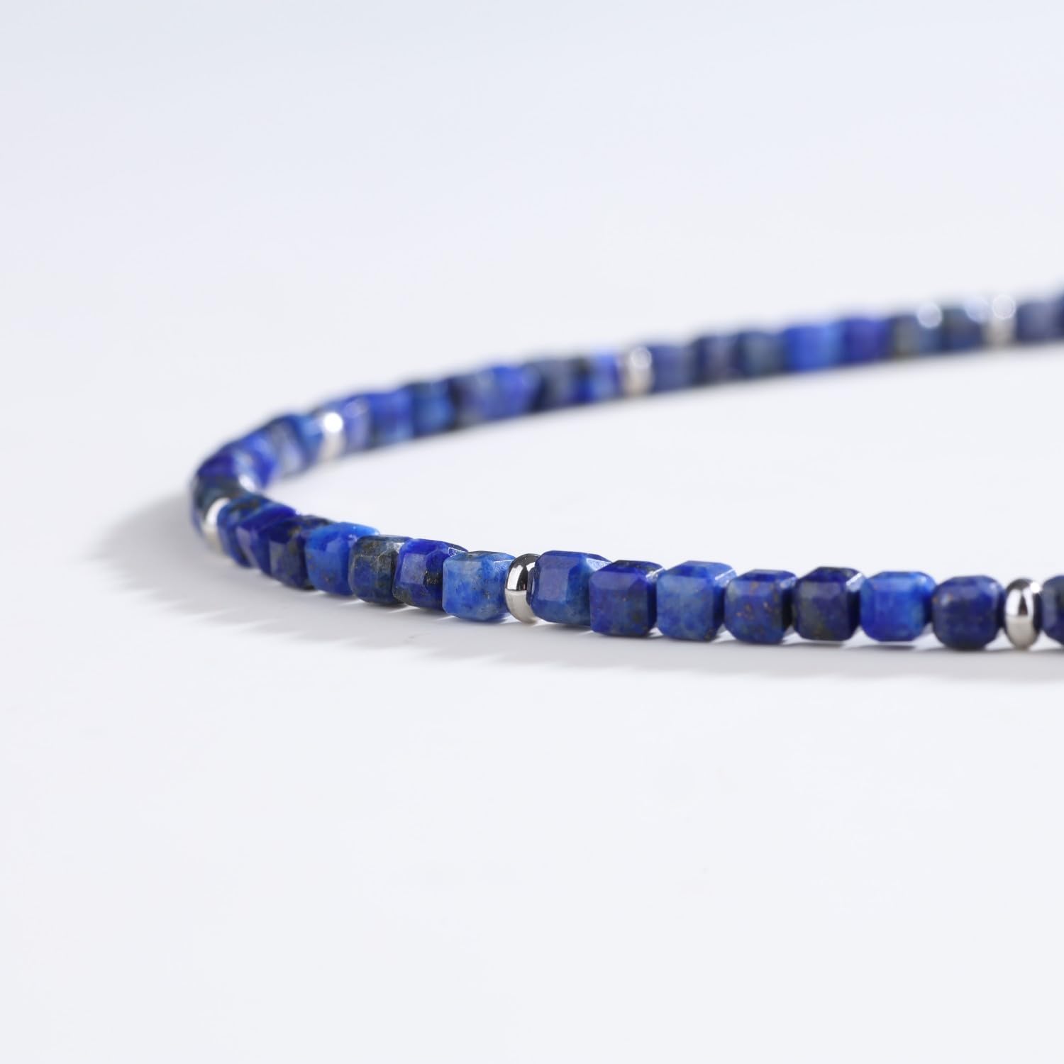 GAVU 3MM Cube Crystal Necklace for Women, Gemstone Beaded Necklace for Women, Garnet Lapis Lazuli