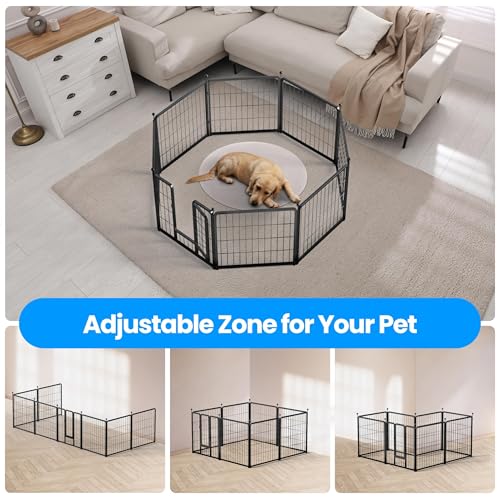 Simple Deluxe Dog Playpen Outdoor, Portable Dog Playpen for Travel, Camping, 24" Height 8 Panels Heavy Duty Dog Pen for Puppies/Small Dogs, Black - Image 3