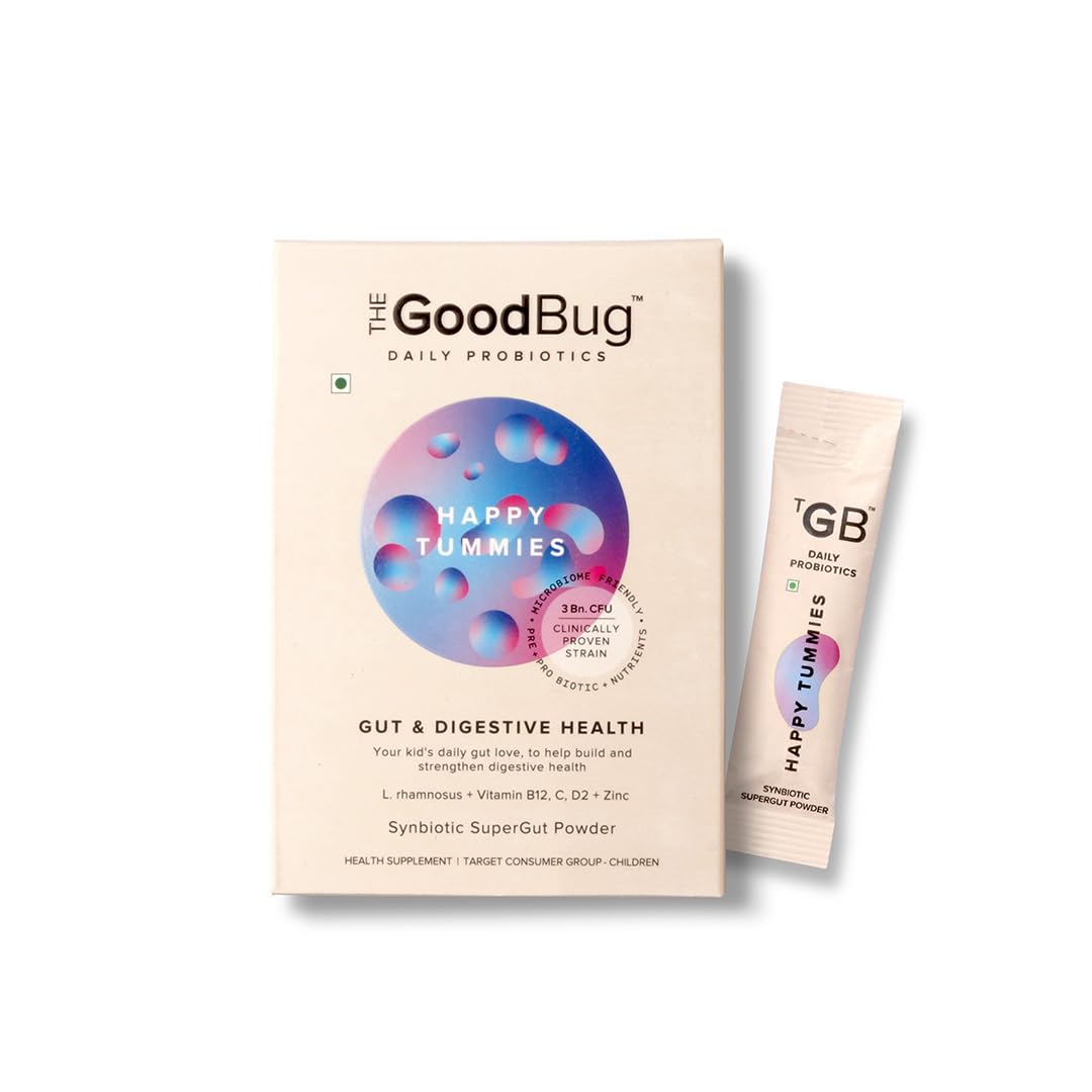 The Good Bug Happy Tummies SuperGut Powder for Healthy Digestion | Immunity Booster Pre & Probiotic Supplement for Kids | 3 Billion CFU of Clinically Proven Strains | 15 Days Pack