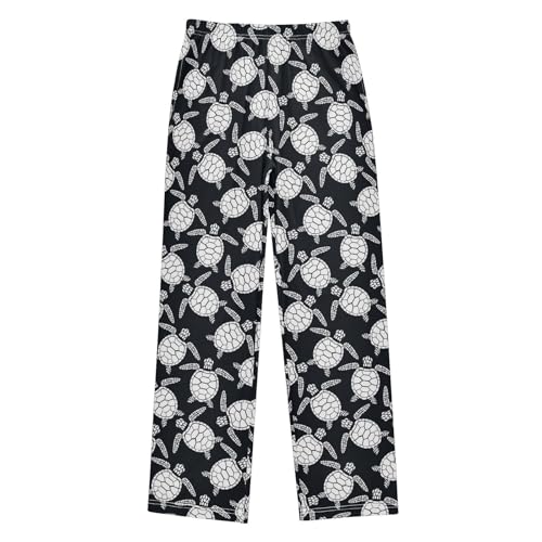 Turtle Print Boys Long Pants Soft Trousers Elastic Waist Kids Lounge Bottoms with Pockets S-XL