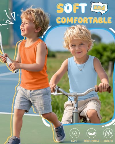 Image of Yooo's Vivi 3 Pack Toddler Boys Tank Tops | Toddler Boys Undershirts, 18M-5T, Sleeveless Muscle Shirt, Kids Athletic Tops, Crewneck, Summer, Loose, Basic, Sport, Play
