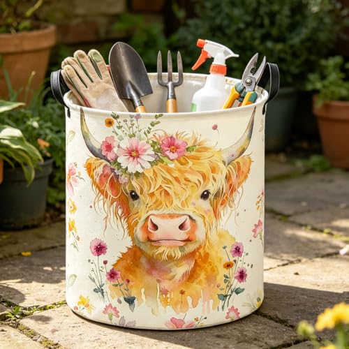 Image of 19.7 inch Laundry Basket,Dirty Clothes Hamper,Waterproof Storage Bin,Room Decor(Yellow Calf)