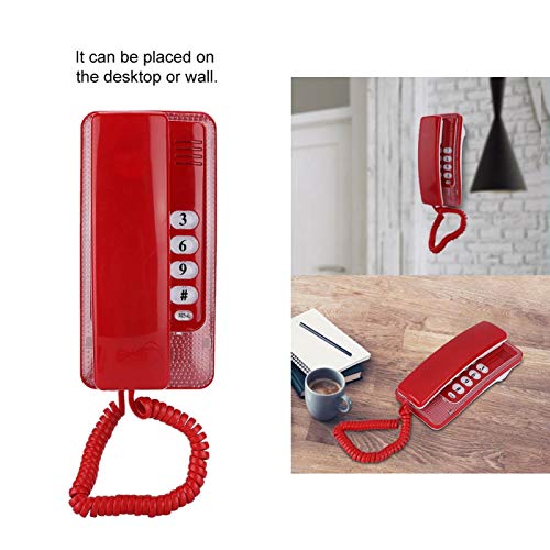 Teléfono fijo retro con montaje en pared, rojo miniatura 6