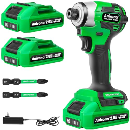 Anirona 210 N.m Atornillador de Impacto Inalambrico sin Escobillas 2 * 2Ah