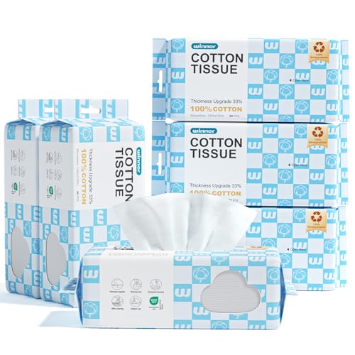 Winner Soft Face Towels Upgraded Thicker 100% USDA Biobased Facial Towels with Hangable Design Unscented and Gentle on Sensitive Skin Disposable Facial Towelettes (480 Count Pack of 6)