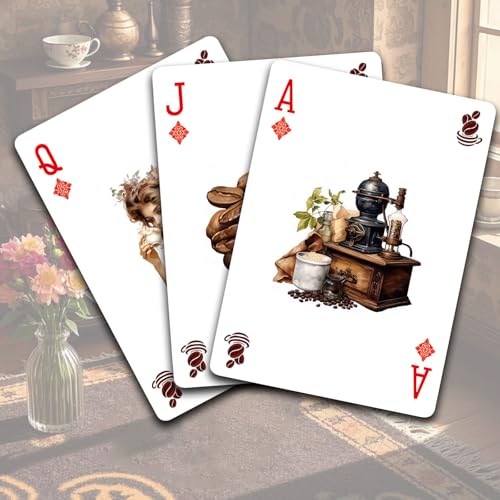 Baraja de Poker Retro Estilo Coffee Theme Verde miniatura 6