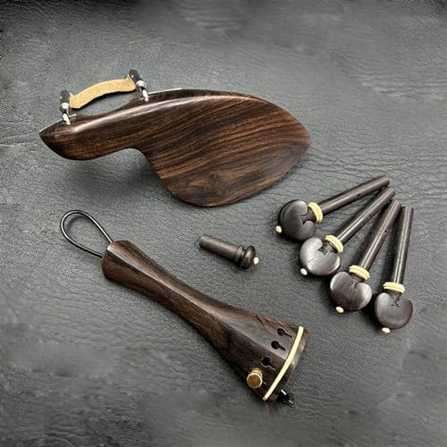 Kit de accesorios violín 1 Juego de piezas de accesorios de violín 4/4 de, pieza trasera + clavijas de afinación + pines finales + reposapiés/soporte de barbilla (Color : Complete 4)