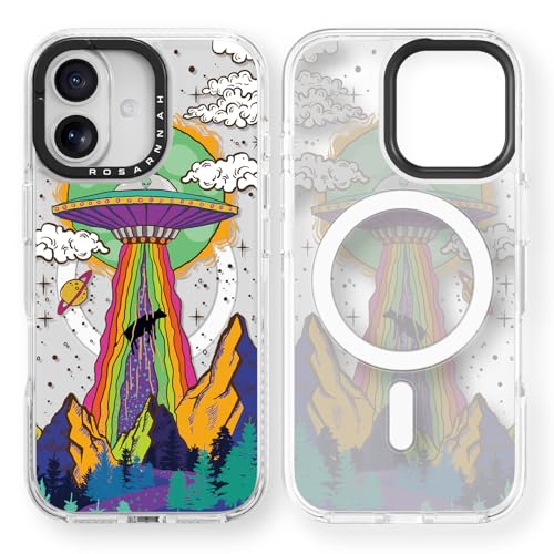 Coque iPhone 17 Magsafe transparente et antichoc avec design OVNI amusant