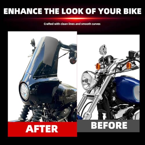 Image of FATECIM Motorcycle 5.75 inch Headlight Fairing with 15 inch Smoke Windshield Windscreen & 35-41mm Mounting Hardware For Harley 86-15 Sportster 1200 Iron 883 XL883N Sportster 1100