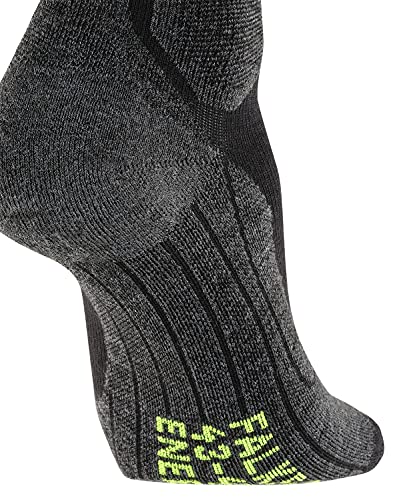 Falke Men's Sk Energizing Wool Compression Ski Socks, Merino, Knee High, Medium Padding, Breathable Quick Dry, Black (Black-Lightning 3171) - Calf Size W3, 9.5-12, 1 Pair #TOP3