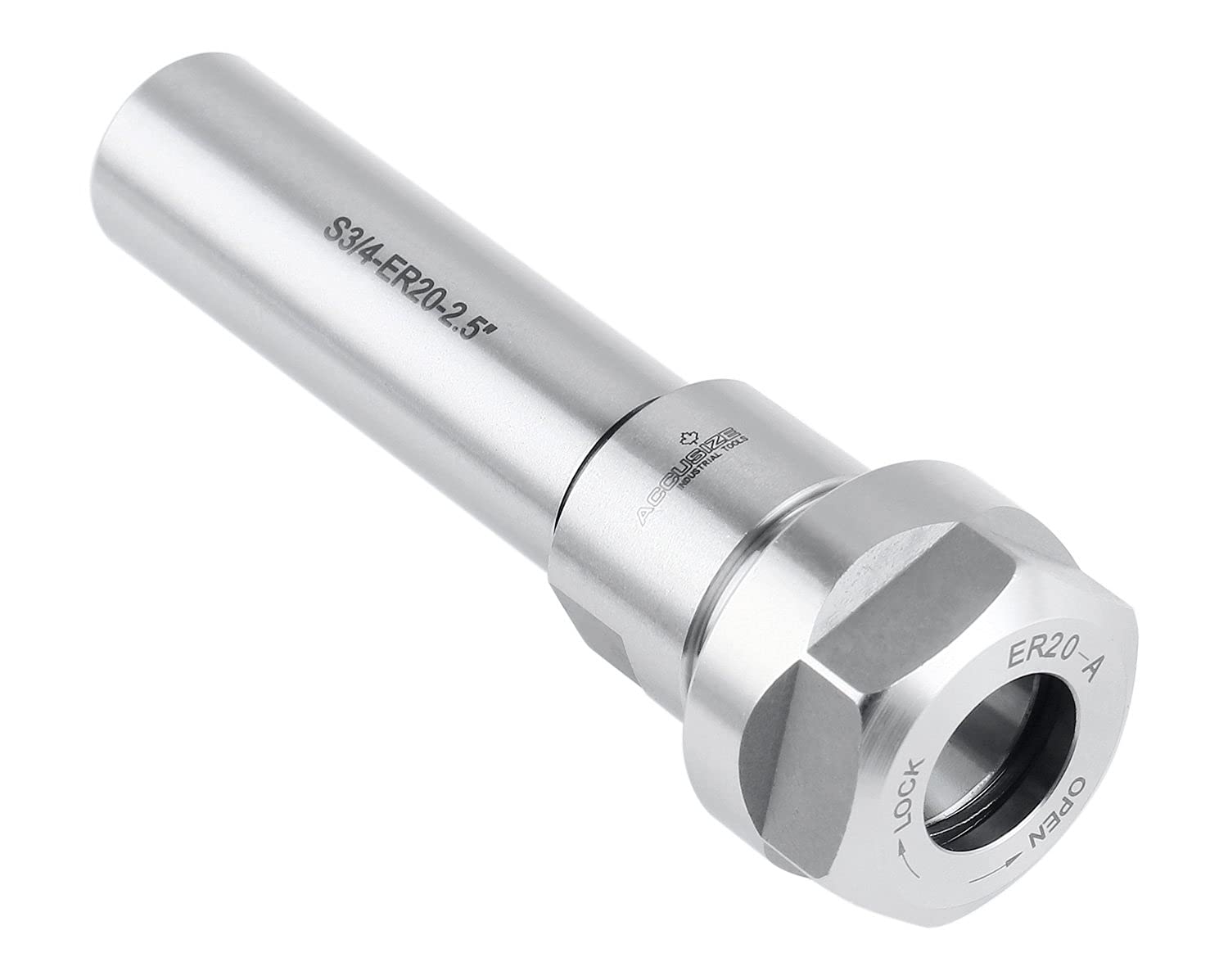 Accusize Industrial Tools ER20  コレットチャック延長ロッド、3&frasl;4インチストレートシャンク、2.50インチシャンク長さ、3.93インチOAL、0.04インチ-0.511インチ容量、0223-0210