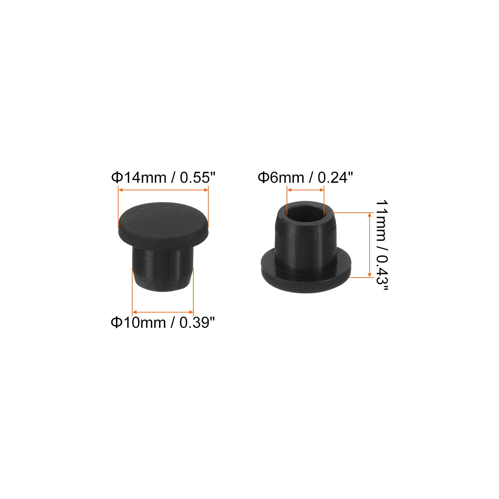 100 Bouchons D'obturation En Silicone Souple - 10 Tailles (3 à 8,5 Mm), Noirs Et Ronds | Pour Trous, Tuyaux, Bouteilles | Étui Atelier Bricolage - 8