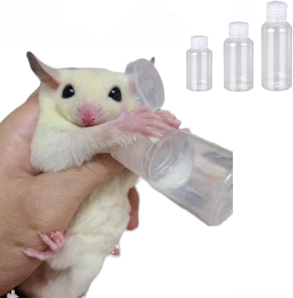 3 Pack Sugar Glider Nursing Bottle - Plastic Milk Feeding Bottle with Flip Cap Pet Nursing Kit Water Feeder Pill Shooter Dispenser for Newborn Small Animal Squirrel Hamster Rabbit (3)