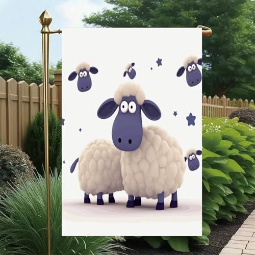 Bandera de jardín de ovejas de doble cara exterior primavera decoración exterior 5