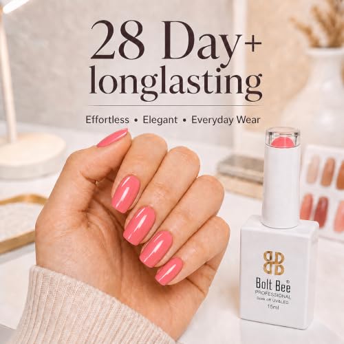 Image of BOLT BEE 15ML Gel Nail Polish - Clear Pink Glitter, Soak Off UV LED, Nail Art Starter for Manicure Salon DIY at Home, 0.5 OZ (1) (105)