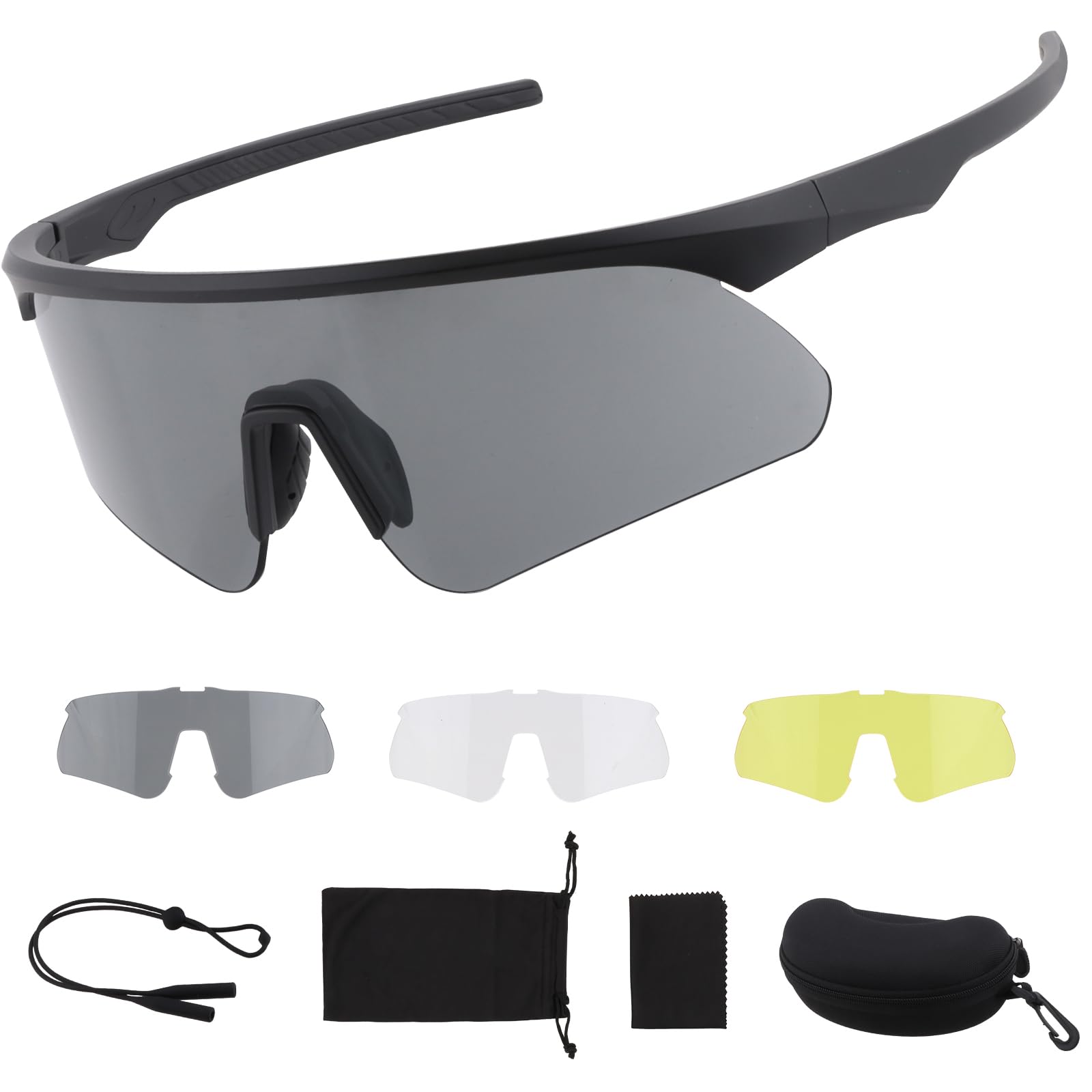 Lunettes de protection tactiques UV400, lunettes de tir ANSI Z87.1 avec 3 verres, monture TR90, lunettes de protection pour airsoft