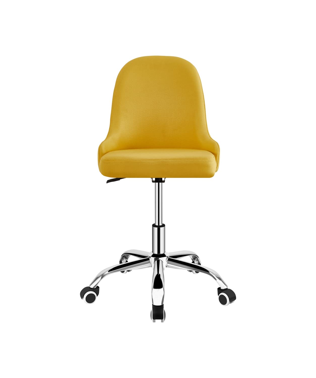 Brigros WeHome - Sedia Scrivania Modello ABBY, Sedia Poltroncina in Lino, Sedia Ufficio Girevole, Base Cromata E 5 Ruote, Sedia Da Scrivania Per Cameretta, Ufficio, Studio, Arredo Casa (Yellow, ABBY)
