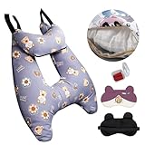 Bonito traje de almohada de viaje de dibujos animados, para niños y adultos, juego de cojines para el cuello y la cabeza, almohada de seguridad para asiento de coche, almohada de dormir en forma de H,