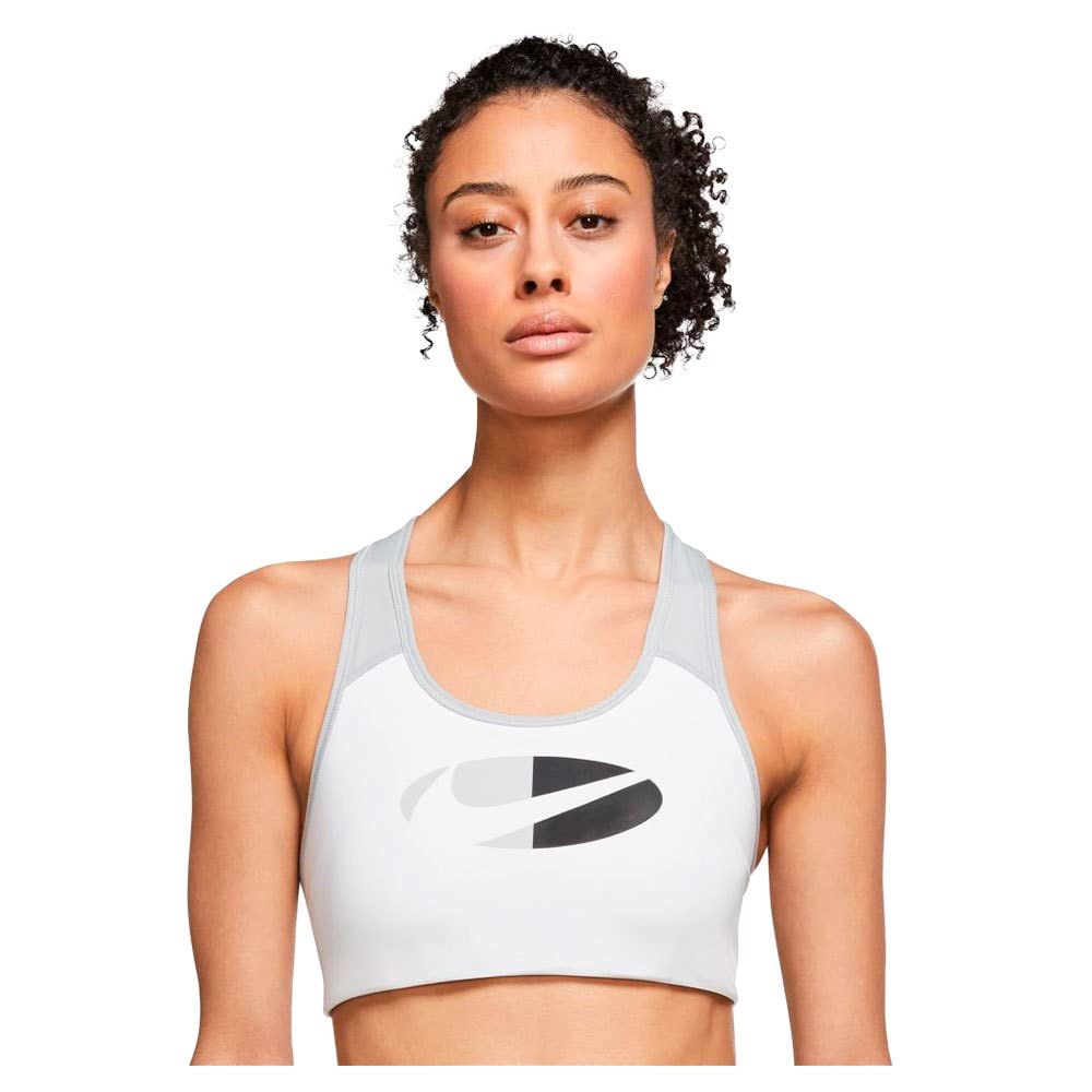 Nike DD1201 W NK DF SWSH CB LOGO BRA Sports bra women's white/black/lt smoke grey/white XS