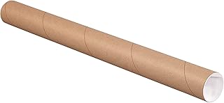 AVIDITI Mailing Tubes with Caps, 2"L x 15"W, 50-Pack | Cardboard Tube Mailer for Poster Box, Blueprint, Teachers, Artwork, Long Art Holder 2x15