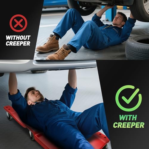 image for DNA MOTORING 40 Inch Mechanic Creeper, Blow Molded Low Profile Rolling