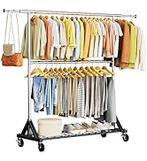 Amazon｜ハンガーラック 頑丈 2段収納 Luxspire 洋服ラック 大容量