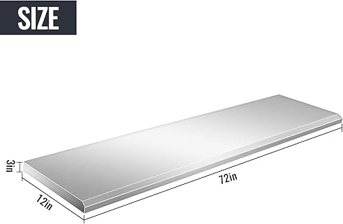 Miniatura 2 de Estante de concesión de 72 pulgadas de largo x 12 pulgadas de ancho, plegable de acero inoxidable, soporte plegable para servir alimentos para