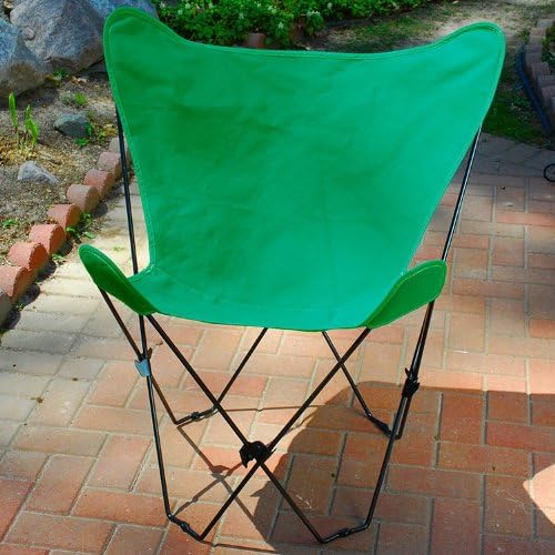 The Hamptons Collection Retro Folding Butterfly Chair and Dark Green Cover with Black Frame