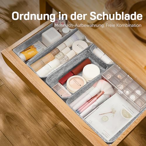 Captainfive 7 Stück Schubladen Organizer für 50x58 cm Schubladen, Stapelbare Filz Aufbewahrungsboxen, Schubladen Ordnungssystem für Schreibtisch, Schminktisch, Nachttisch, Schrank (Hellgrau)