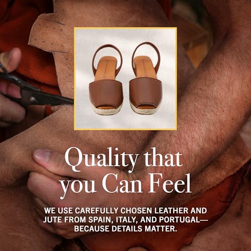 Image of Espadrilles Wedges for Women, Dressy Soft Leather Peep Toe Womens Espadrille Sandals, Comfortable Casual Summer Slip On