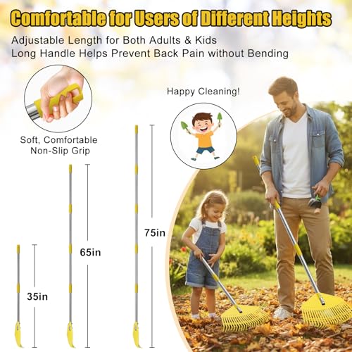 Rastrillo de hojas plástico ligero con mango ajustable miniatura 5