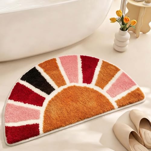 Boho Retro Sun Half Circle Rug