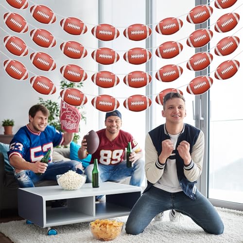 Image of 4-Strand Football Banner - Brown Football Garland for Sports Birthday, Game Day Party, Baby Shower, and Tailgate Theme Decor