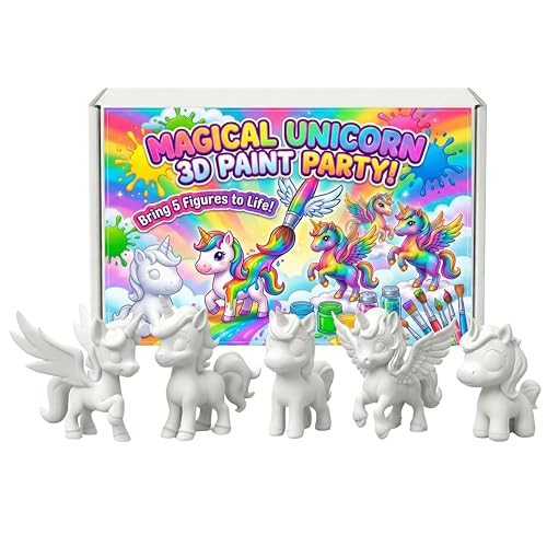 Image of Unscroo DIY 3D Model Painting Kits - Dinosaurs, Ice Age Animals & Unicorns - 3D Printed Art & Craft Hobby Gift for Kids, Teens & Adults - Return Gift Sets (Unicorn Magic (5-Pack))