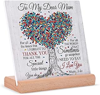 Mum Gifts from Daughter Son, Desk Decor Sign Gifts for Mum, Birthday Gifts for Mum, Acrylic Plaque Presents for Mum, Best Mum Gifts for Valentine's, Mother's Day