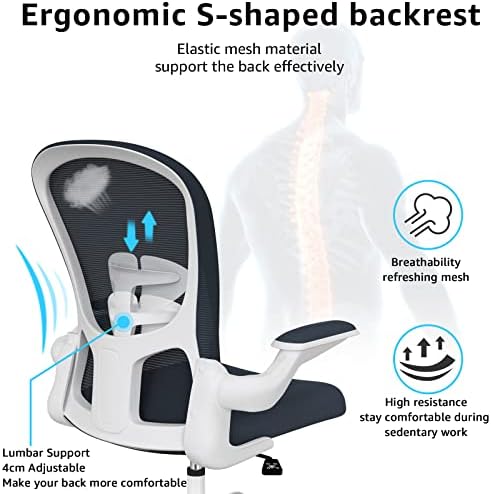 Miniatura 3 de Ergonomic Office Chair, Comfort Swivel Home Office Task Chair, Breathable Mesh Desk Chair, Lumbar Support Computer Chair with Flip-up Arms and