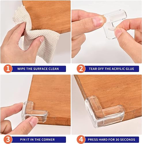 Image of Pack of 4 Silicone Corner Protectors | Baby Proofing Edge & Corner Guards for Sharp Edges, Table, Bed & Furniture | Child Safety Cushion for Baby Proofing
