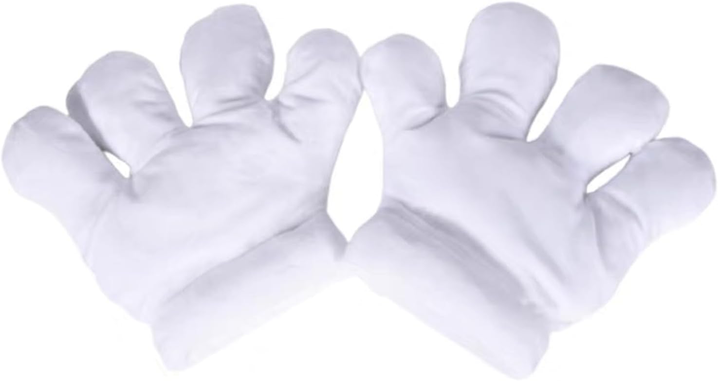 Mouse Cartoon Hand Gloves Costume Adults - Giant White Puffy Hands Character Costumes Accessories, Halloween Gloves for Party Birthday Role Playing Costumes