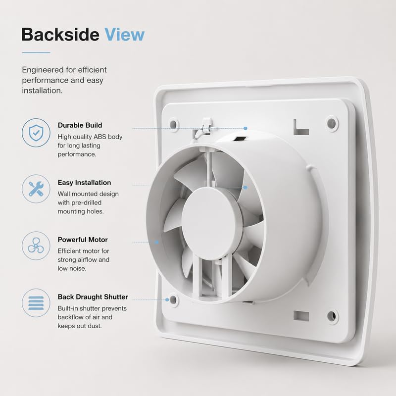 Image of 6 Inch White Exhaust Fan for Bathroom, Kitchen & Office | 150mm Adjust Fan