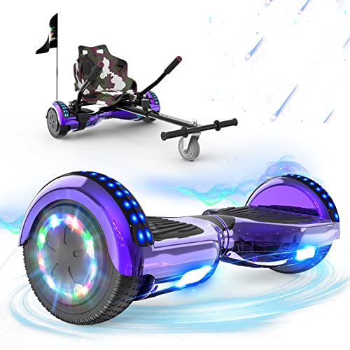 RCB Hoverkart Gyropode Hoverboard Kart pour Enfant et Adulte, Overboard et Kart avec Bluetooth-Musique/LED-Roue Clignotante, Hoverboards Cadeau pour Enfants