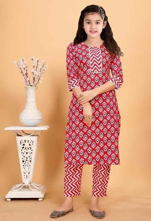 Image of Printed Ethnic Wear for Girl | Casual Wear Outfit for Girls | Girls Salwar Suit Set for Regular wear