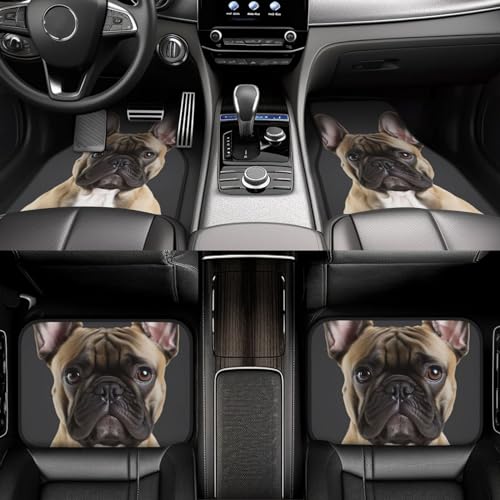 Alfombrillas de Bulldog Francés con base antideslizante juego de 4 alfombras protectoras de coche