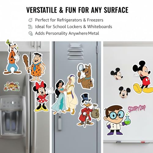 Image of Old 90s Cartoon Fridge Magnets - Set of 10 Classic TV Show Collectible Magnets for Fridge, Locker & Kitchen Decor