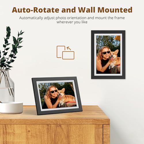 Image of Dragon Touch Digital Picture Frame WiFi 10 inch IPS Touch Screen Digital Photo Frame Display, 32GB Storage, Auto-Rotate, Share Photos via App, Email, Cloud, Classic 10 Brown