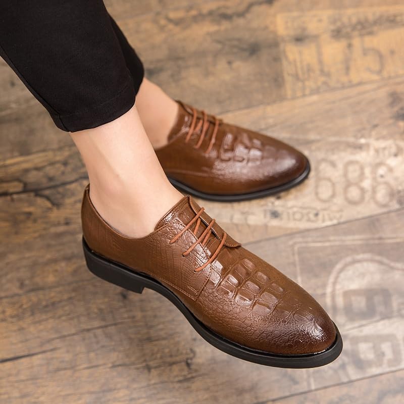 Formal Shoes for Men Waterproof Leather Anti-Slip Slip Resistant Rubber Sole Wedding Party Lace Up Plain Toe2