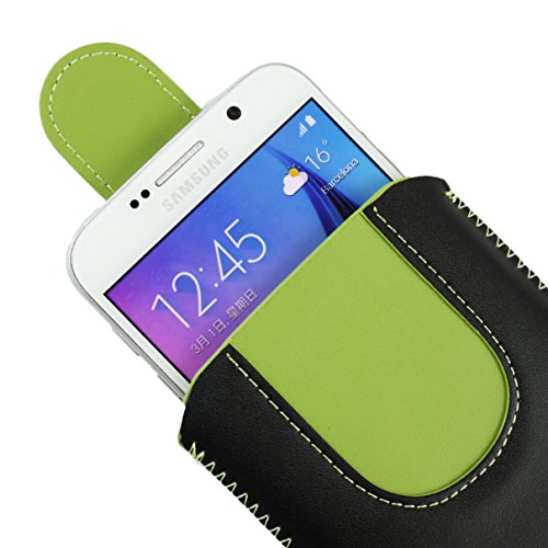 Emartbuy Nero/Verde PU Pelle Custodia Case Cover