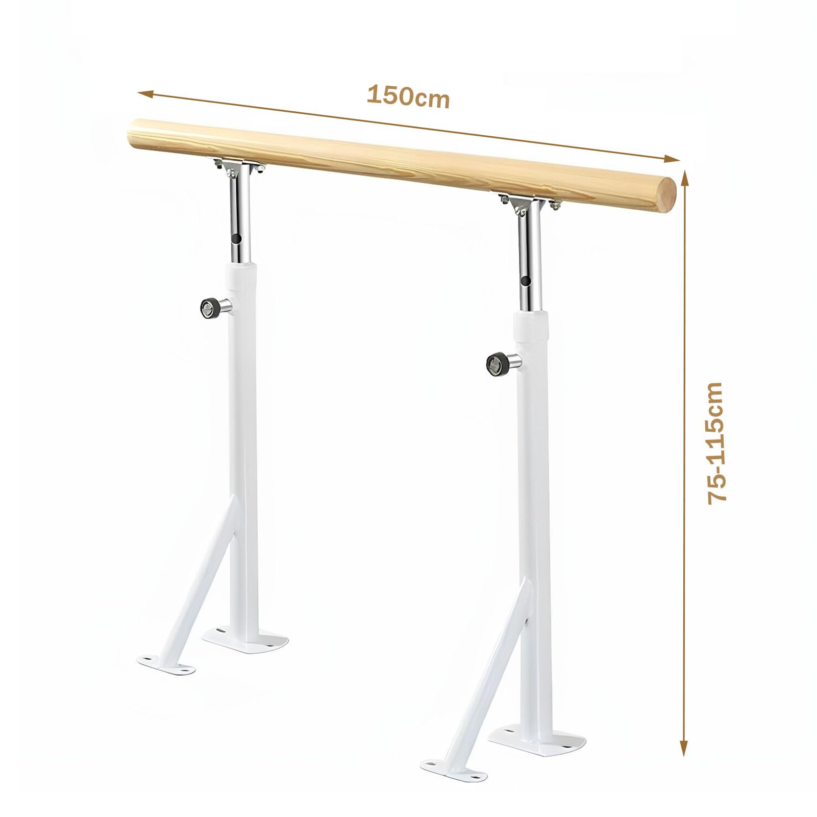 Barra de ballet Doble ajustable en altura Barra de Baile de Madera Maciza