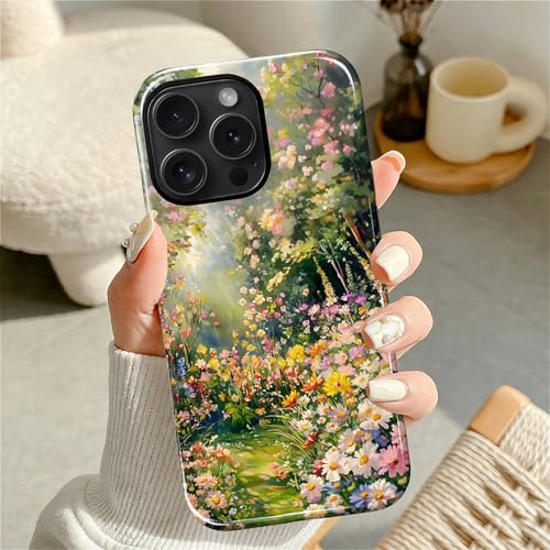 Case for iPhone 16 Pro, Shockproof Hybrid Protective Phone Case, Dual-Layer Drop Protection Anti-Scratch, Floral Sunlit - image 2